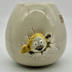Vintage Fitz and Floyd Bird Hatching From Egg Vase Mug Ceramic Signed Dated 1977